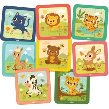 Imagem de Kit com 8 Quebra Cabeças de Madeira MDF | Infantil | Bêbe | Brinquedo Educativo | Tema Animais | Babebi | Didático e Seguro
