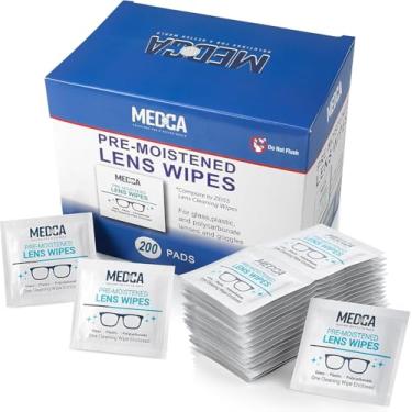 Imagem de MEDca Lens Cleaning Wipes - [210 Pack] Pre Moistened Cleansing Cloths and Individually Wrapped Eyeglass Cleaner Wipe Pads for Phones, Tablet Screens