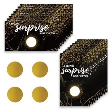 Imagem de PLIGREAT 120 peças de cartões de raspar ouro preto, cartões de presente em branco com adesivos surpresa especial bilhetes de raspar cartão de cupom faça você mesmo para pequenas empresas, spa, beleza