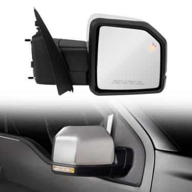 Imagem de Espelho lateral do passageiro direito compatível com Ford F-150 2015-2020, espelho retrovisor com aquecimento/dobrável/seta/luz de solo/luz de largura/ponto cego/câmera/sensor de temperatura/memória