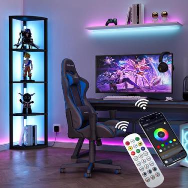 Imagem de Prateleira de canto VILICK de 5 camadas com luminária de chão LED