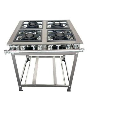 Imagem de Fogão Industrial 4 Bocas Duplas 40x40 P8 EM Aço Inox Leona 