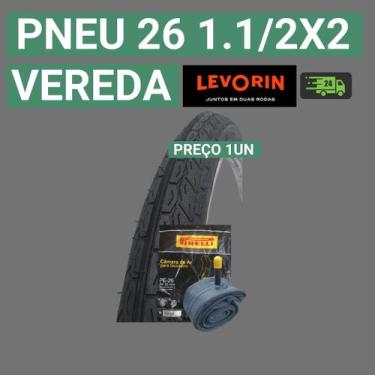 Imagem de Pneu 26x1 1 2 Pneu Grosso Aro 26 Pneu 26 1.1 2x2 Bicicleta Caloi Barra