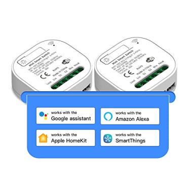 Imagem de DoHome Interruptor De Relé Wi-Fi Homekit, Luz Com Controle Remoto Sem Fio Inteligente, Temporizador Saída Voz, Funciona Siri, Alexa E Google Assistente, Faça Você Mesmo Sua Casa, Pacote 2 (Quadrado)