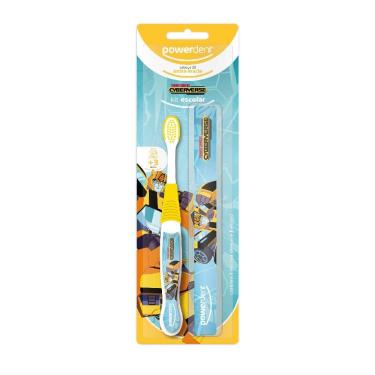 Imagem de Kit Escolar Escova De Dentes Infantil + Porta Escova Transformers  +3 Anos