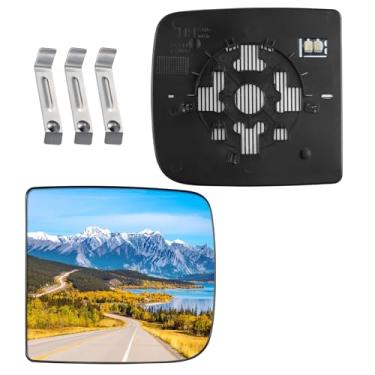 Imagem de BDFHYK Substituição de vidro do espelho aquecido direito do passageiro compatível com Ram 2500 11-22, compatível com Dodge Ram 1500 2010, retrovisor lateral exterior com placa de apoio, substitui