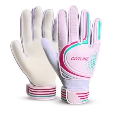 Imagem de COTLIKE Luvas de goleiro de futebol – Luvas de goleiro para crianças, meninos, meninas, jovens, luvas de goleiro para crianças de 8 a 12 anos com aderência forte, palmas 100% látex, design respirável