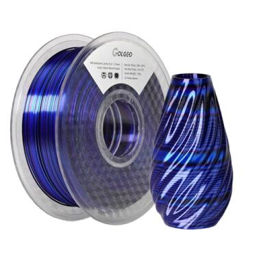 Imagem de GolGeo Filamento De Seda Pla Para Impressoras 3D, Arco-Íris Multicolorido 1,75 Mm, Tricolor Preto, Azul E Roxo, Impressão Com Troca Rápida Cor, 1 Kg (2,2 Lb)