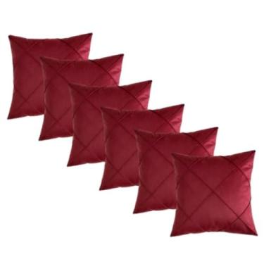 Imagem de Kit 6 Almofadas Cheias em Suede Drapeada 45x45cm Decorativas(VINHO)