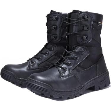 Imagem de Botas Esportivas De Trabalho De Couro Tático Militar Masculino, Tênis De Caminhada Resistentes A Facadas à Prova D'água De Nylon 1000d, Black, 39 EU