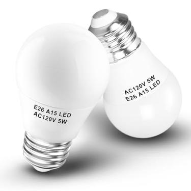 Imagem de Lâmpada LED A15 para geladeira 40 Watt equivalente a 120V 500lm 5000K luz do dia branca 5 Watt E26 lâmpada de eletrodoméstico de base média padrão para freezer, lâmpada de iluminação doméstica, não