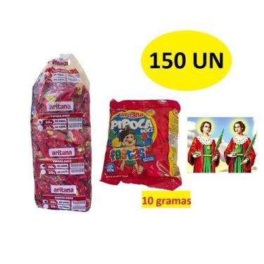 Imagem de Mini Pipoca Doce c/ 150 unidades de 10gr Cosme Damião - Aritana, doce,