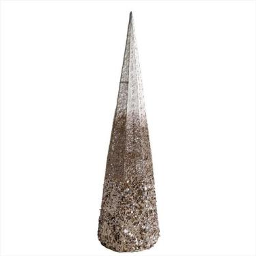 Imagem de Árvore Cone Aramada Champagne Dourado Cotton 50Cm Enfeite Natal - Magi