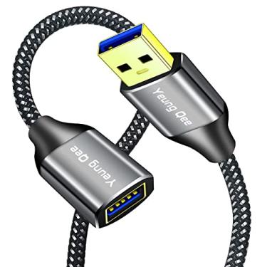 Imagem de Cabo de extensão USB 3.0 de 2 pés, 5 Gbps de alta velocidade USB 3.0 tipo A macho para fêmea, cabo de extensão USB compatível com pen drive USB, disco rígido, leitor de cartão, scanner, teclado (20