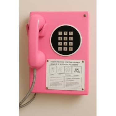 Imagem de Orelhão Telefone Interfone Público Retrô Antigo Vintage, Discagem Digital com Teclado Metálico, (Rosa)