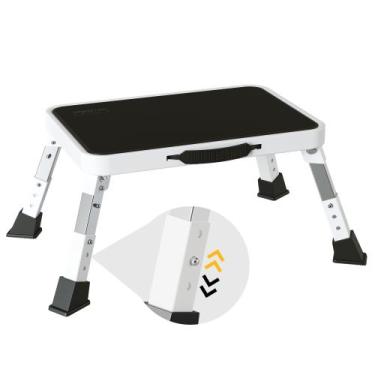 Imagem de Banqueta dobrável BONTEC ajustável em 3 níveis, 150 kg, branca