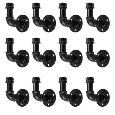 Imagem de Home TZH Ganchos de toalha de banheiro para pendurar pacote com 12 suportes de toalha de cachimbo industrial vintage preto montado na parede gancho resistente decorativo para cozinha de fazenda (12