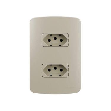 Imagem de Tomada Dupla Margirius B3 Colors 2p+t 10a Com Placa 4x2 Pérola