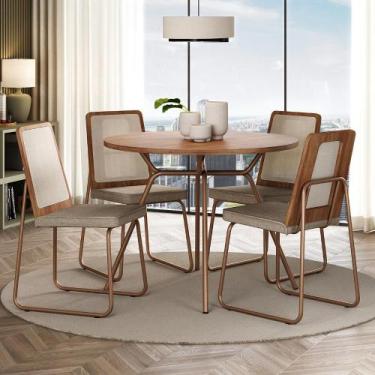 Imagem de Conjunto Sala de Jantar 4 Cadeiras Domani Rosê Carraro