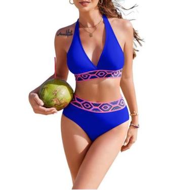 Imagem de Conjunto de biquíni AI'MAGE feminino de cintura alta azul royal