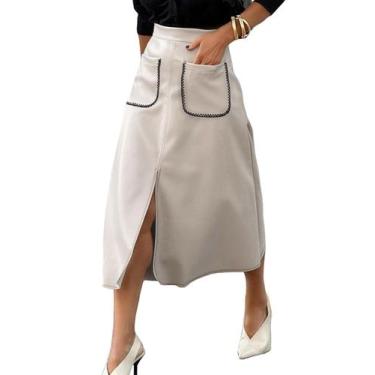 Imagem de Saia Midi Happy Sailed Spring Winter Faux Suede para mulheres