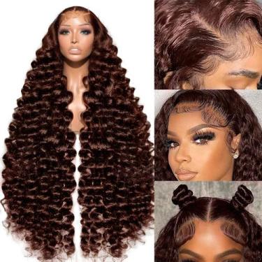 Imagem de Peruca frontal de renda EECBN 220 Density Chocolate Brown 60 cm de cab