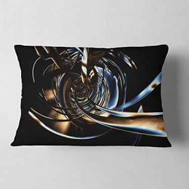 Imagem de Designart Fractal 3D Listras emaranhadas Contemporâneas Lombar Sala de estar, Sofá, Travesseiro + Capa de almofada impressa em ambos os lados 30 x 50 cm