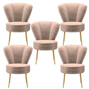 Imagem de Kit 5 Cadeiras para Sala de Espera Moderna Recepção Resistente Pés de Ferro MOBLAN decor (Rose)