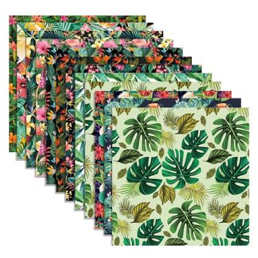 Imagem de Bloco de papel havaiano 24 folhas de scrapbook havaiano 30,5 x 30,5 cm, folhas tropicais, palmeira, papel decopodge dupla face para scrapbooking, faça você mesmo cartão