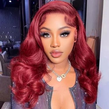 Imagem de HUIWANYAN Hihmarm 99j Perucas de cabelo humano 13x4 HD Lace Front Ondulado Cabelo humano Pré-arrancado Densidade 180% Peruca sem cola Perucas Frontal de Renda Vermelha Cabelo Humano Linha do Cabelo