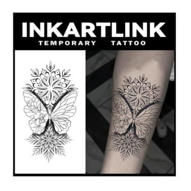 Imagem de INKARTLINK Tattoo Tech, tatuagem semipermanente grande de 2 folhas, tatuagens temporárias, duram de 1 a 2 semanas, à prova d'água, visual realista, sem adesivo, sem reflexo (borboleta) 319