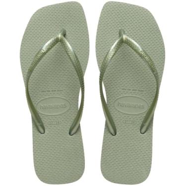 Imagem de Havaianas Chinelo Slim Square, Bico Quadrado, Verde Claro, Feminino (Verde Smoke, BR, Adulto, Faixa Numérico, M, 33, 34)