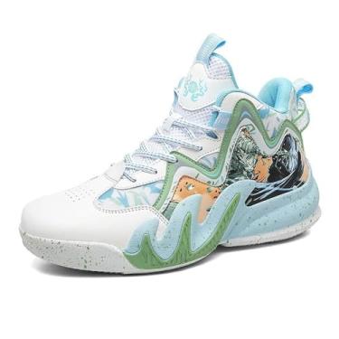 Imagem de Bolognifi Tênis de basquete masculino cano alto com cadarço para esportes ao ar livre Equipamento de basquetebol(Green,40 BR)