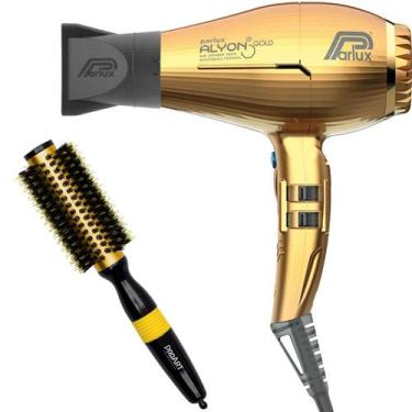 Imagem de Kit - secador parlux alyon ion gold 2100w 127v + escova proart metalli