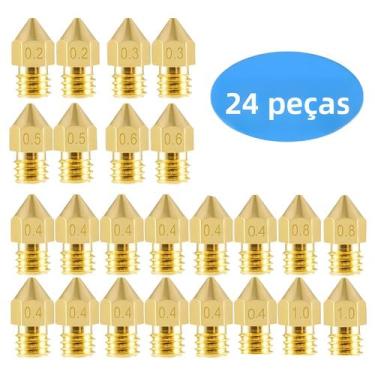 Imagem de Bicos Extrusores De Rosca M6 De 0.2-1.0mm, 24 Peças Para Impressora 3D