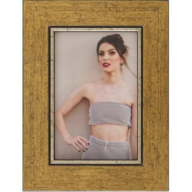 Imagem de Porta Retrato de Mesa 15x21cm Moldura Dourada Rústica 1010