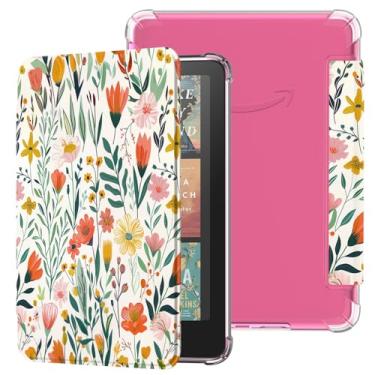 Imagem de Famavala Capa fina compatível com 17,78 cm (12ª geração, versão 2024), com ativar/hibernar automaticamente, capa traseira de TPU macio, não aba Bigme de 17,8 cm (flores)