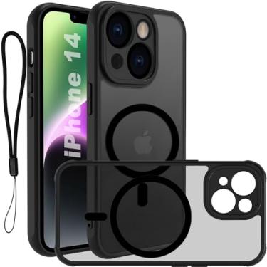 Imagem de USTIYA Magnética Capa para iPhone 14 6,1 polegadas Case Matte Acrílico Uso Resistente Protetora de Câmera Capinha Acessórios para Celular com Cordão Preto FGCX