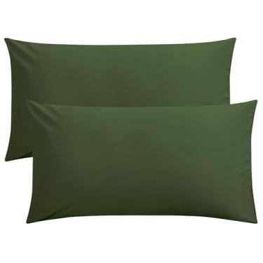 Imagem de Conjunto de 2 fronhas Olive Queen, 100% algodão egípcio, 1000 fios, fronhas confortáveis para dormir, cetim, tecido de hotel