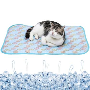 Imagem de Yu-Xiang Tapete de gelo para cães e gatos de seda gelada Canil Páscoa tapete de resfriamento para animais de estimação verão, tapete de bambu fresco, acolchoado respirávelYu-Xiang Medium azul
