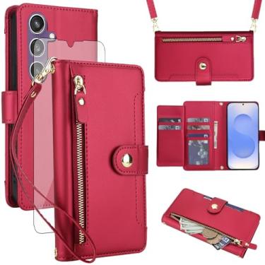 Imagem de Asuwish Capa de celular para Samsung Galaxy S24 Plus/S25 Plus S24+ S25+ 5G capa carteira com zíper, com protetor de tela e alça, suporte para cartão S24Plus 24S + S 24 24+ S25Plus 25S 25+ SM-S936U