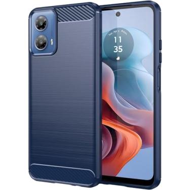 Imagem de Capa Para Motorola Moto G34 (Tela 6.5) Carbon Fiber Leve Fina Maleável (Azul)