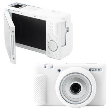 Imagem de Leayjeen Capa protetora de silicone compatível com câmera Sony Black Card ZV1-F, ZV1M2 ZV1F capa protetora de silicone macia, com capa de lente removível para fotografia (branca)