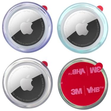 Imagem de echinff Pacote com 4 capas para Airtag, capa protetora com adesivo forte 3M compatível com etiquetas Apple Air para colar na TV, fones de ouvido remotos, mochilas, bagagem, laptop, câmera, bicicleta