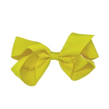 Imagem de Laço Infantil de Cabelo Menina Tamanho G Lacinho em Gorgorão com Presilha Bico de Pato (Amarelo)