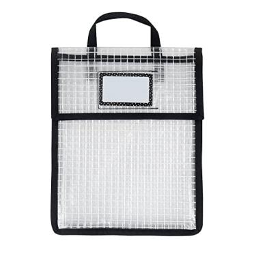 Imagem de Bolsas de livros transparentes portáteis para estudantes com compartimento para etiqueta de nome, bolsa de armazenamento de documentos, organizador de pastas de documentos de PVC, à prova d'água
