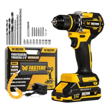 Imagem de Furadeira Parafusadeira Compacta 21V 3/8 Fasterr FST087 com 2 Baterias + Maleta Portátil