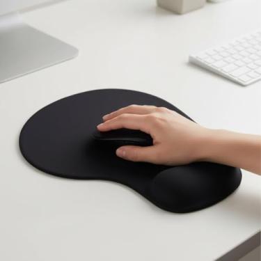 Imagem de Mouse Pad Ergonômico com Apoio de Punho em Gel, Reduz a Tensão na Mão, Antiderrapante, Minimalista, Escritório, Gamer, Trabalho, Linha Super Premium - Cores Sortidas Preta ou Azul