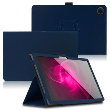 Imagem de Keihok Capa para tablet T-Mobile Revvl Tab 2 de 10,1 polegadas com alça de mão e suporte para lápis, capa dobrável com suporte dobrável para T-Mobile Revvl Tab 2. (azul escuro)