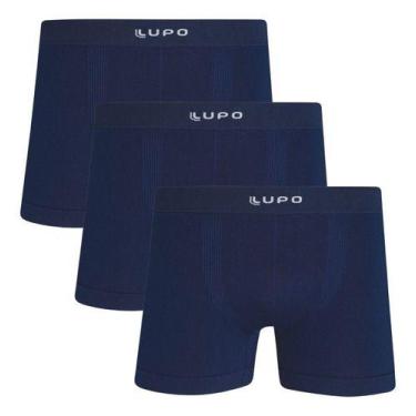 Imagem de Kit 3 Cuecas Boxer Micromodal Sem Costura Lupo 661 Premium, Azul, Mari
